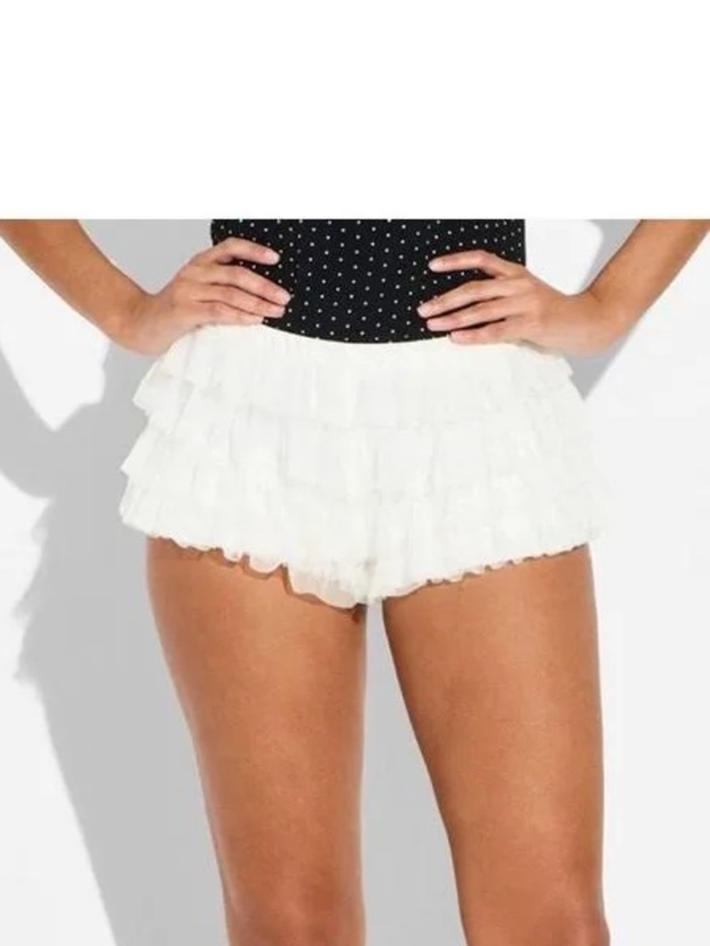 Wild Fable Cream Mesh Ruffle Bloomer Shorts Medium NWT